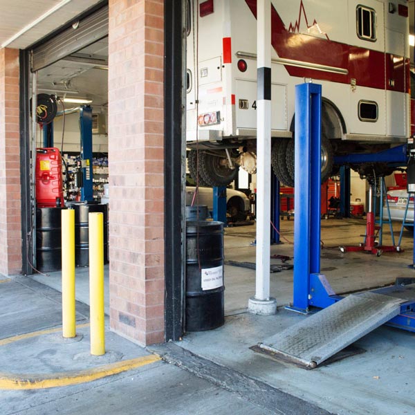 ambulance in repair bay