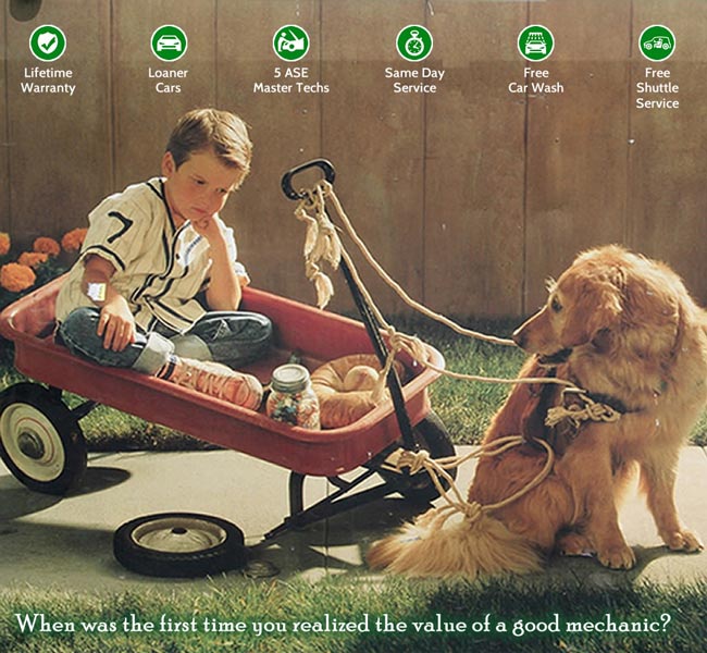 little boy in a wagon with a broken wheel